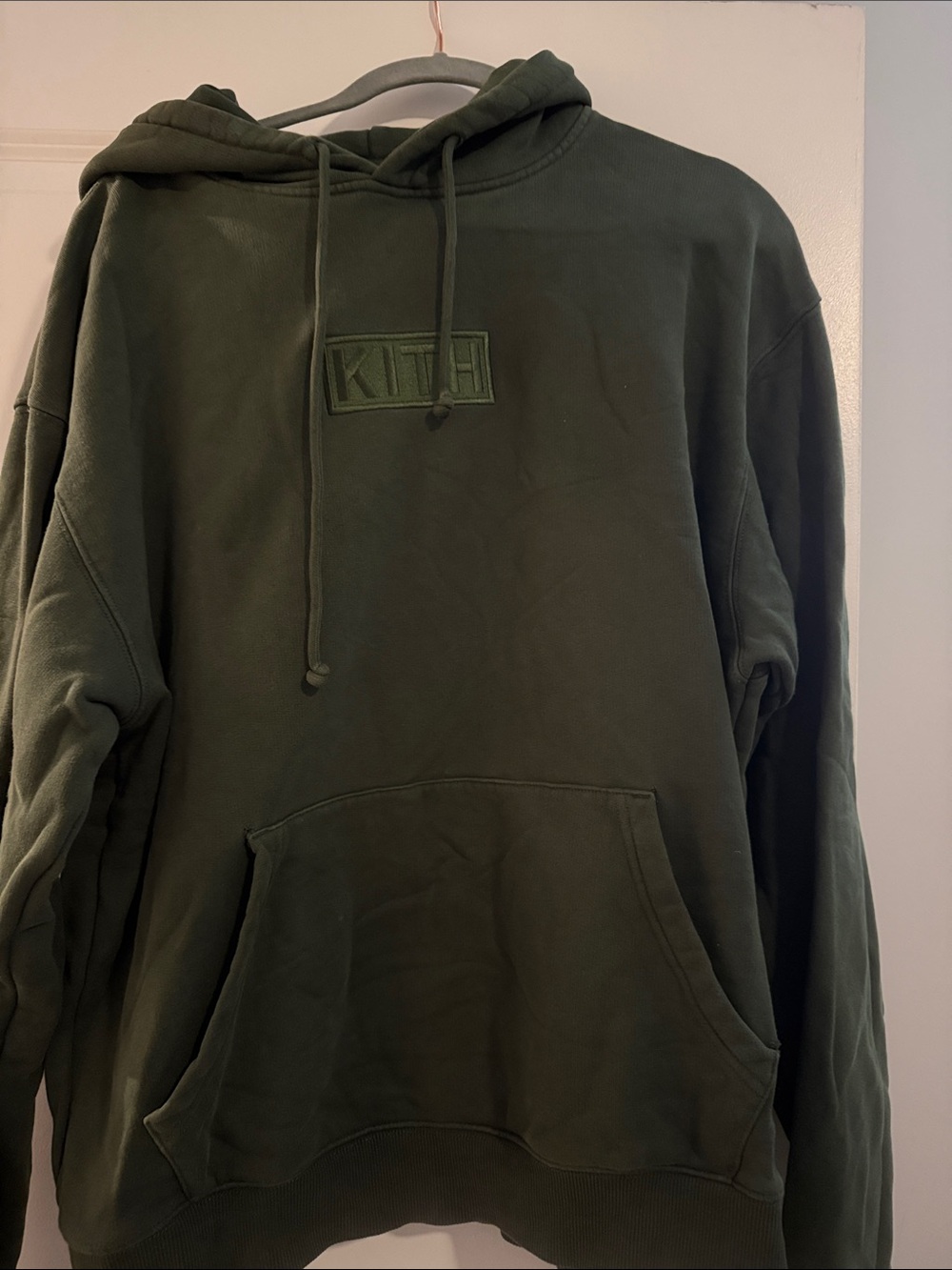 Kith Olive Green Embroidered Logo Hoodie